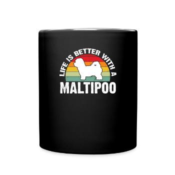 Maltipoo Family Dog Gift - Full Colour Mug - black - Front