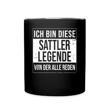 Polsterer Geburtstag geboren Legende Sattler - Tasse einfarbig - Schwarz - Vorne
