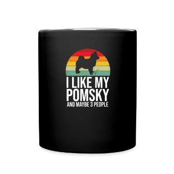 Pomsky dog owner dog breed dog Pomsky - Full Colour Mug - black - Front