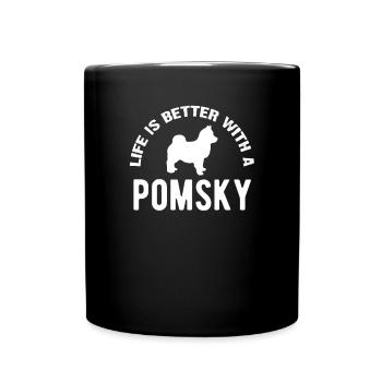 Pomsky dog owner dog breed dog Pomsky - Full Colour Mug - black - Front