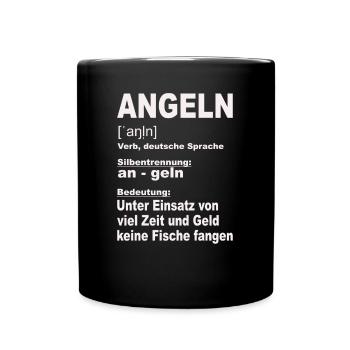 Angeln ist keine Fische fangen, Anglerspruch - Tasse einfarbig - Schwarz - Vorne