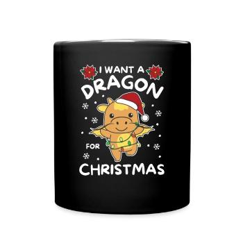 Je veux un dragon pour Noël dragons mignons - Mug uni - noir - Devant