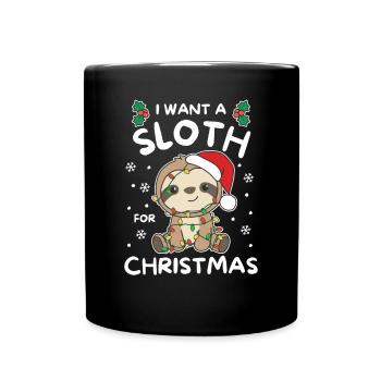 Je veux un paresseux pour Noël paresseux mignon - Mug uni - noir - Devant