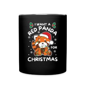 Ich will ein Roter Panda Weihnachten Rote Pandas - Tasse einfarbig - Schwarz - Vorne
