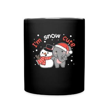 Elephant I'm snow cute snowman snow pun - Full Colour Mug - black - Front