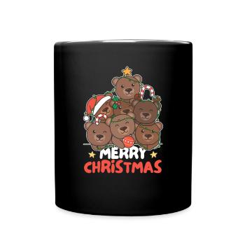 Ours Arbre de Noël Joyeux Noël - Mug uni - noir - Devant