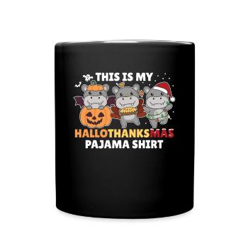 Hellothanksmas Chemise Pyjama Hippo Christmas Animal - Mug uni - noir - Devant