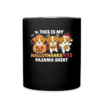 Hallothanksmas Pajama Shirt Jack Russell Weihnacht - Tasse einfarbig - Schwarz - Vorne