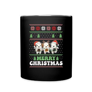 Merry Christmas retro ugly christmas Dalmatians - Full Colour Mug - black - Front