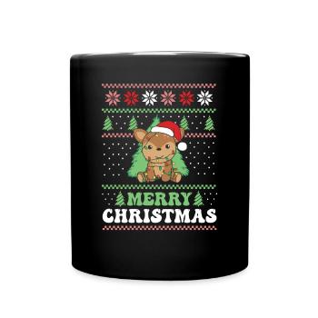 Joyeux Noël rétro moche cerf de Noël - Mug uni - noir - Devant