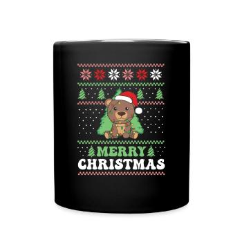 Joyeux Noël rétro moche ours de Noël - Mug uni - noir - Devant