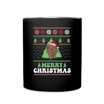 Joyeux Noël rétro moche Noël Labrador - Mug uni - noir - Devant