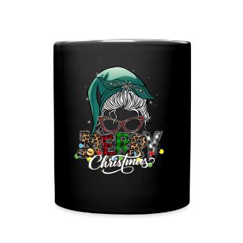 Merry Christmas Christmas Elf Outfit - Full Colour Mug - black - Front