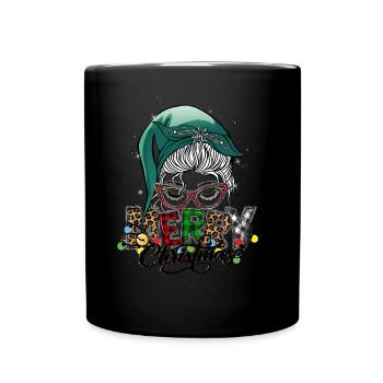 Merry Christmas Christmas Elf Outfit - Full Colour Mug - black - Front