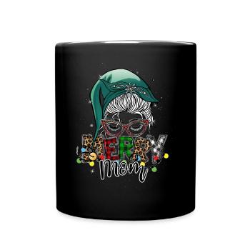 Merry Christmas Christmas Elf Outfit - Full Colour Mug - black - Front