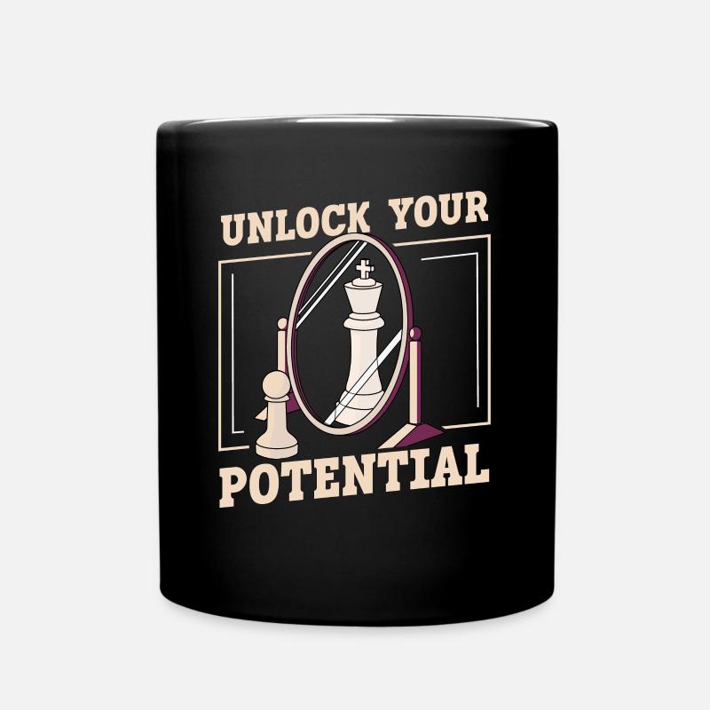 Unlock Your Potential lustiges Schach - Tasse einfarbig - Schwarz