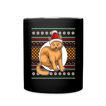Moche pull de Noël Tshirt chat de Noël - Mug uni - noir - Devant