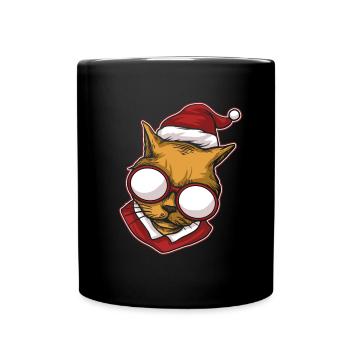 Moche pull de Noël Tshirt chat de Noël - Mug uni - noir - Devant
