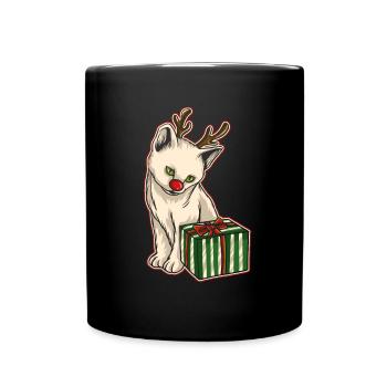 Moche pull de Noël Tshirt chat de Noël - Mug uni - noir - Devant