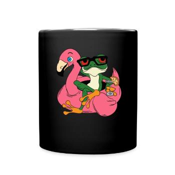 Red Eyed Tree Frog mit Cocktail auf Flamingo - Tasse einfarbig - Schwarz - Vorne
