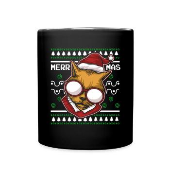 Moche pull de Noël Tshirt chat de Noël - Mug uni - noir - Devant