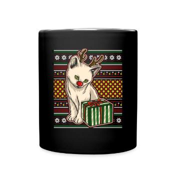 Moche pull de Noël Tshirt chat de Noël - Mug uni - noir - Devant