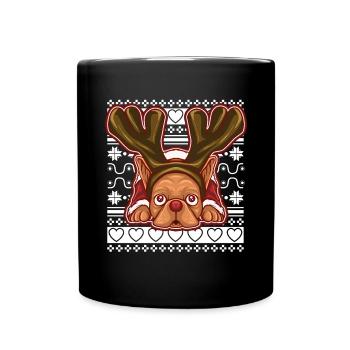 Pull de Noël moche Tshirt Carlin de Noël - Mug uni - noir - Devant