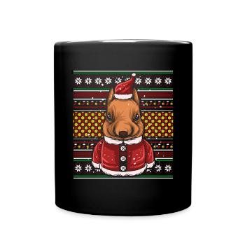Pull de Noël moche Tshirt Chien de Noël - Mug uni - noir - Devant