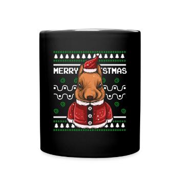 Pull de Noël moche Tshirt Chien de Noël - Mug uni - noir - Devant