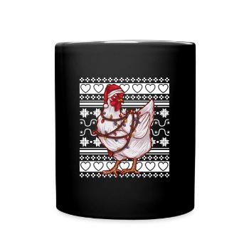 Ugly Christmas Sweater Tshirt Christmas Chicken - Full Colour Mug - black - Front