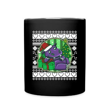 Ugly Christmas Sweater Tshirt Weihnachten Nilpferd - Tasse einfarbig - Schwarz - Vorne