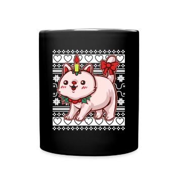 Moche pull de Noël Tshirt chat de Noël - Mug uni - noir - Devant