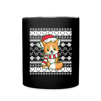 Ugly Christmas Sweater Tshirt Christmas Fox - Full Colour Mug - black - Front