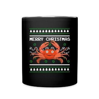 Pull de Noël moche Tshirt Crabe de Noël - Mug uni - noir - Devant