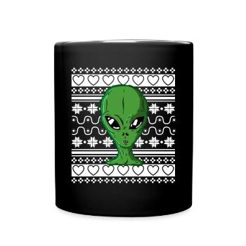 Ugly Christmas Sweater Tshirt Weihnachten Alien - Full Colour Mug - black - Front