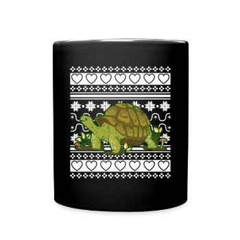 Pull de Noël moche Tortue de Noël - Mug uni - noir - Devant