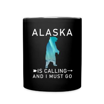 Alaska Gift USA Nature Bear Denali Grizzly Forest - Full Colour Mug - black - Front