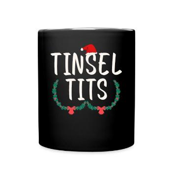 Tinsel Tits And Jingle Balls - Funny Christmas - Full Colour Mug - black - Front
