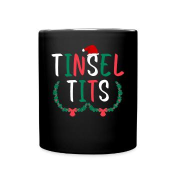 Tinsel Tits And Jingle Balls - Funny Christmas - Full Colour Mug - black - Front