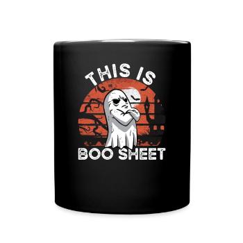 Dies ist Boo Blatt Ghost Halloween Boo Sheet - Tasse einfarbig - Schwarz - Vorne