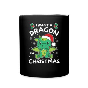 Je veux un dragon pour Noël dragons mignons - Mug uni - noir - Devant