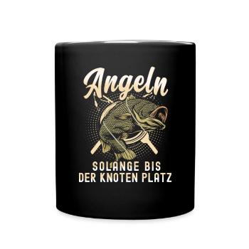 Angeln Geschenk Fischer Angler Petri Heil Rute - Tasse einfarbig - Schwarz - Vorne