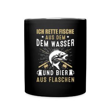 Angeln Tshirt Mann Fischer Rute Fischfang Fishing - Tasse einfarbig - Schwarz - Vorne