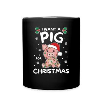 Je veux un cochon pour les cochons doux de Noël - Mug uni - noir - Devant