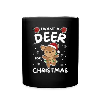 Je veux un cerf pour Noël cerf mignon - Mug uni - noir - Devant
