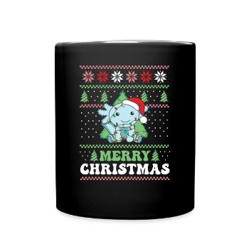 Joyeux Noël rétro moche Noël Axolotl - Mug uni - noir - Devant