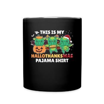 Hallothanksmas Pajama Shirt Drache Weihnachtstier - Tasse einfarbig - Schwarz - Vorne