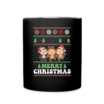 Joyeux Noël rétro moche singes de Noël - Mug uni - noir - Devant