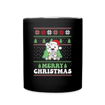 Merry Christmas retro ugly christmas polar bear - Full Colour Mug - black - Front