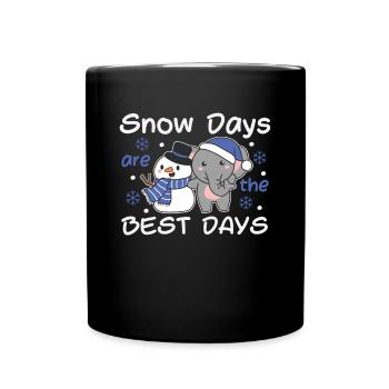 Elefant Snow Days are the best days Schneemann - Full Colour Mug - black - Front